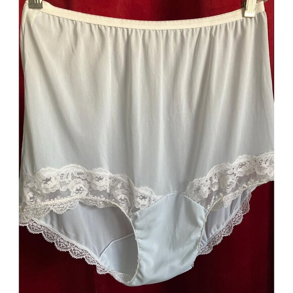 Vintage victorias secret 70s all nylon granny panty lace gusset mushroom pale bl